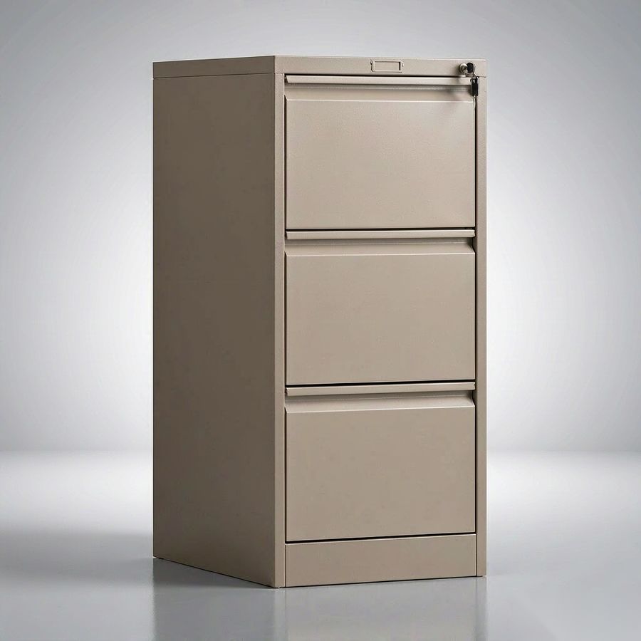 Vertical filing cabinet Sand Beige edition lock detail
