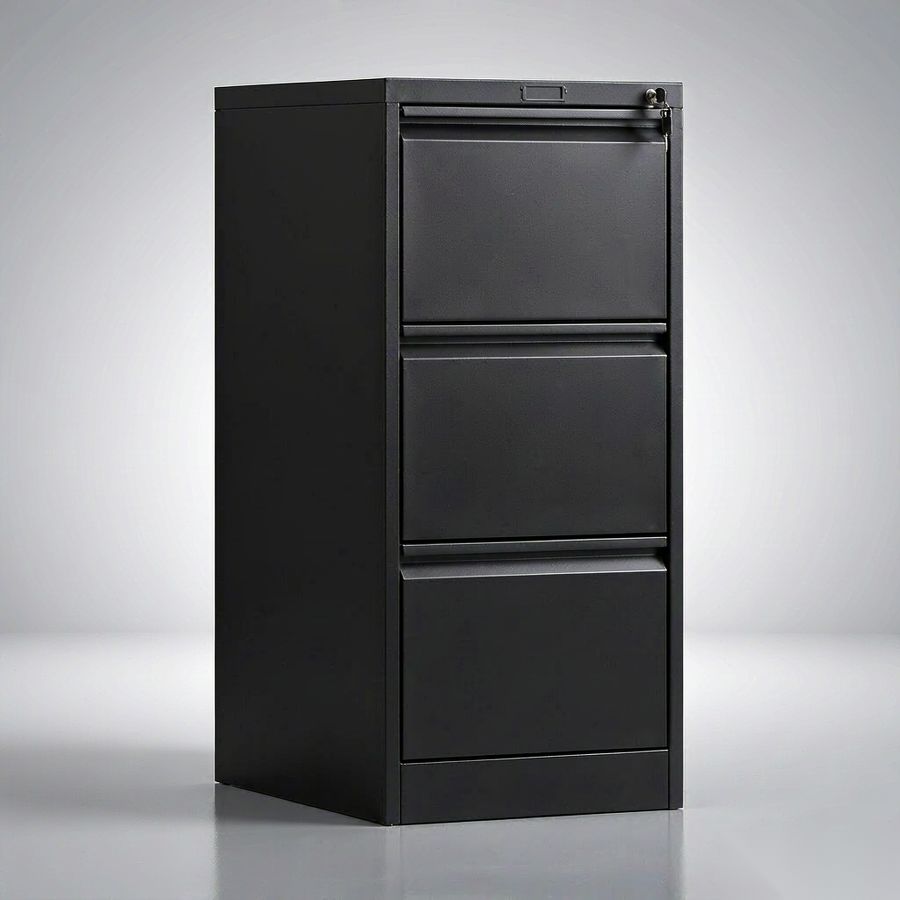 Vertical filing cabinet Matte Black edition drawer detail